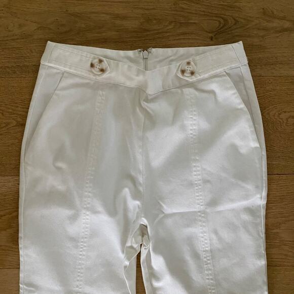 Tularosa Straight Leg Pants With Button Detail in White - Picture 2 of 6